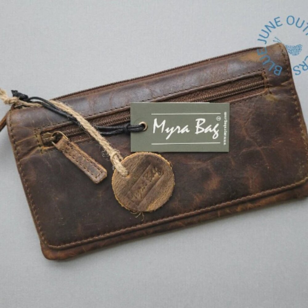 MYRA BAG LEATHER WALLET | OAK FIRE LEATHER WALLET | AGED LEATHER RFID WALLET